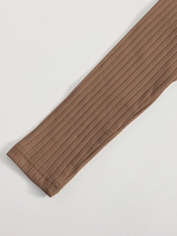 Lace Trim Bow Front Rib-knit Tee