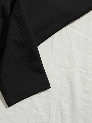 V-neck Rib-knit Solid Tee and Knotted Waist Leggings Set