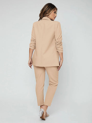 SXY Shawl Neck Open Front Blazer & Pants Suit