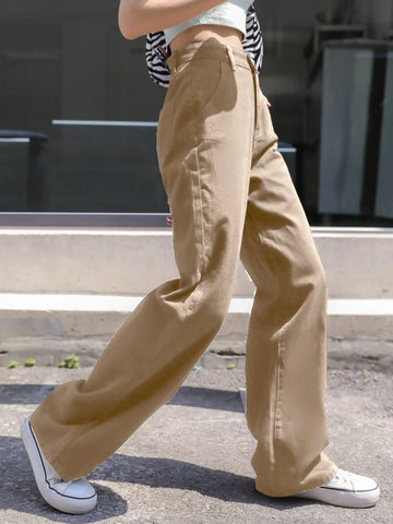 DAZY Solid High Waisted Boyfriend Jeans