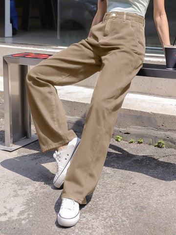 DAZY Solid High Waisted Boyfriend Jeans