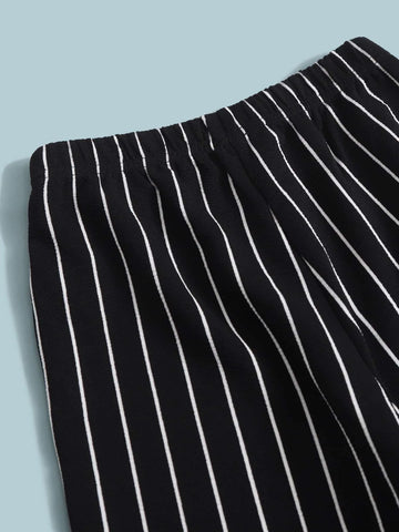 Girls Striped Letter Graphic Belted Top & Pants
