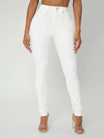 SXY High Waist Bleach Wash Skinny Jeans