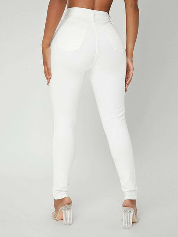 SXY High Waist Bleach Wash Skinny Jeans
