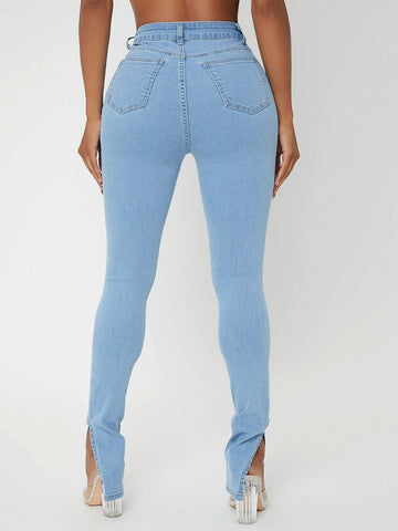 SXY Ripped Frayed Split Hem Skinny Jeans