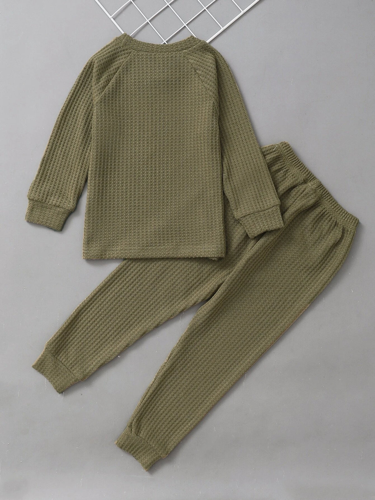 Toddler Boys Raglan Sleeve Waffle Knit Pullover & Sweatpants