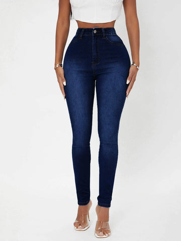 SXY High Waist Bleach Wash Skinny Jeans