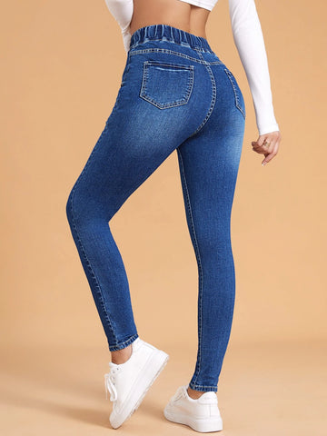 Drawstring Waist Skinny Jeans