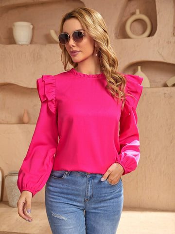 Unity Ruffle Trim Bishop Sleeve Blouse