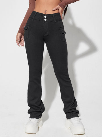 Flap Pocket Stacked Jeans