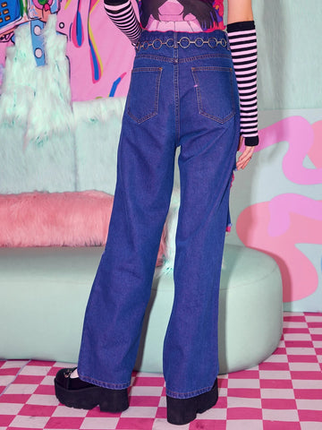 ROMWE Anime Ripped Straight Leg Jeans