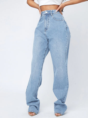 High Waist Straight Leg Jeans