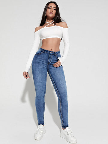 Slant Pocket Skinny Jeans
