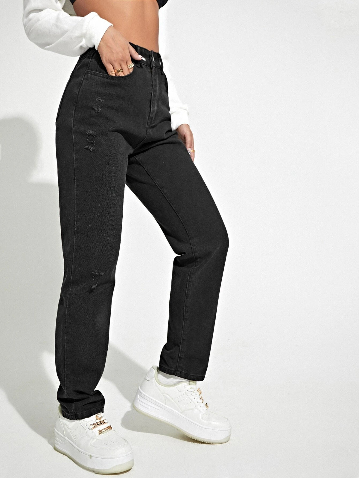 High Waist Straight Leg Jeans