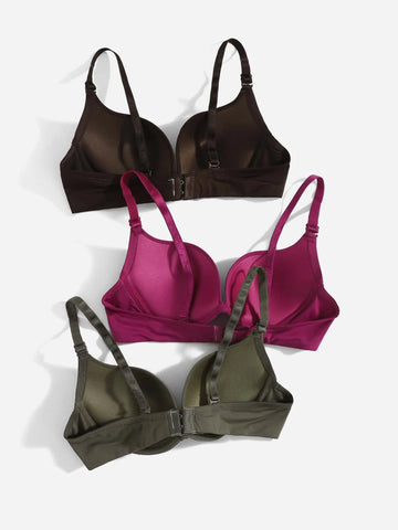 3pack Solid Underwire Bra Set