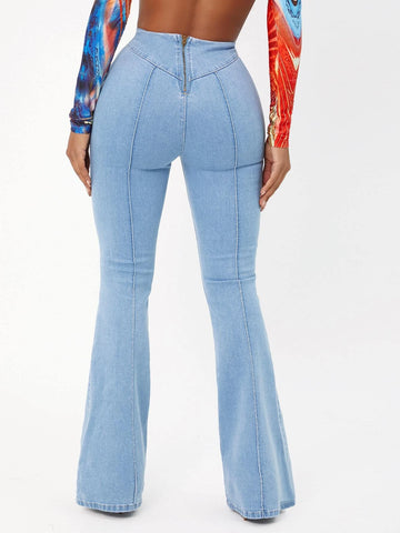 SXY Solid Flare Leg Jeans