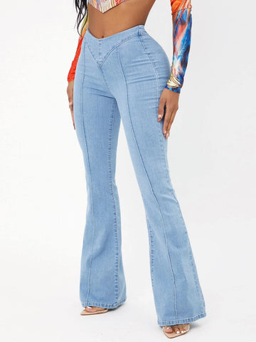 SXY Solid Flare Leg Jeans