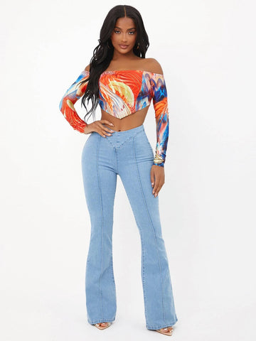 SXY Solid Flare Leg Jeans
