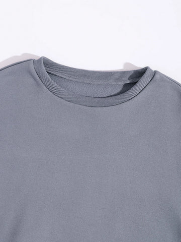 Thermal Lined Solid Sweatshirt With Sweatpants