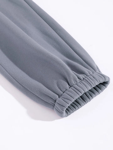 Thermal Lined Solid Sweatshirt With Sweatpants