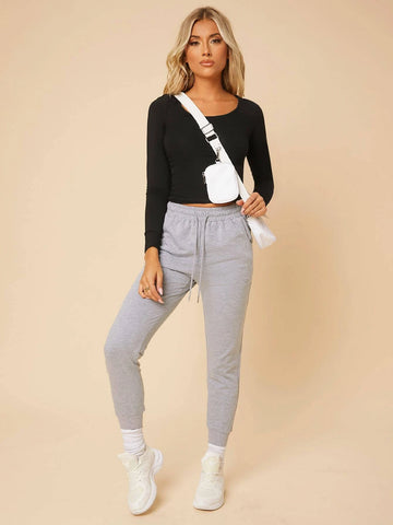 Solid Scoop Neck Slim Tee