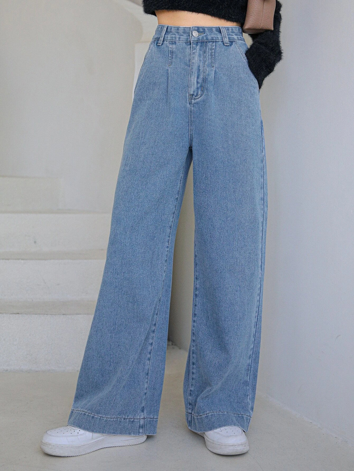 DAZY High Waist Slant Pocket Wide Leg Jeans