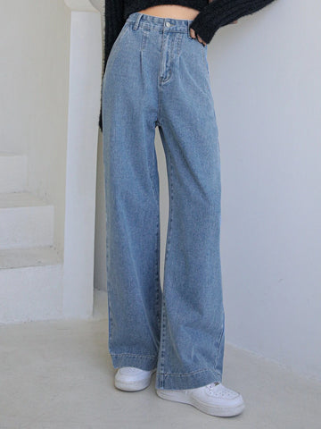 DAZY High Waist Slant Pocket Wide Leg Jeans