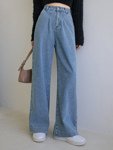 DAZY High Waist Slant Pocket Wide Leg Jeans