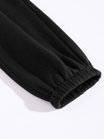 Thermal Lined Solid Sweatshirt With Sweatpants