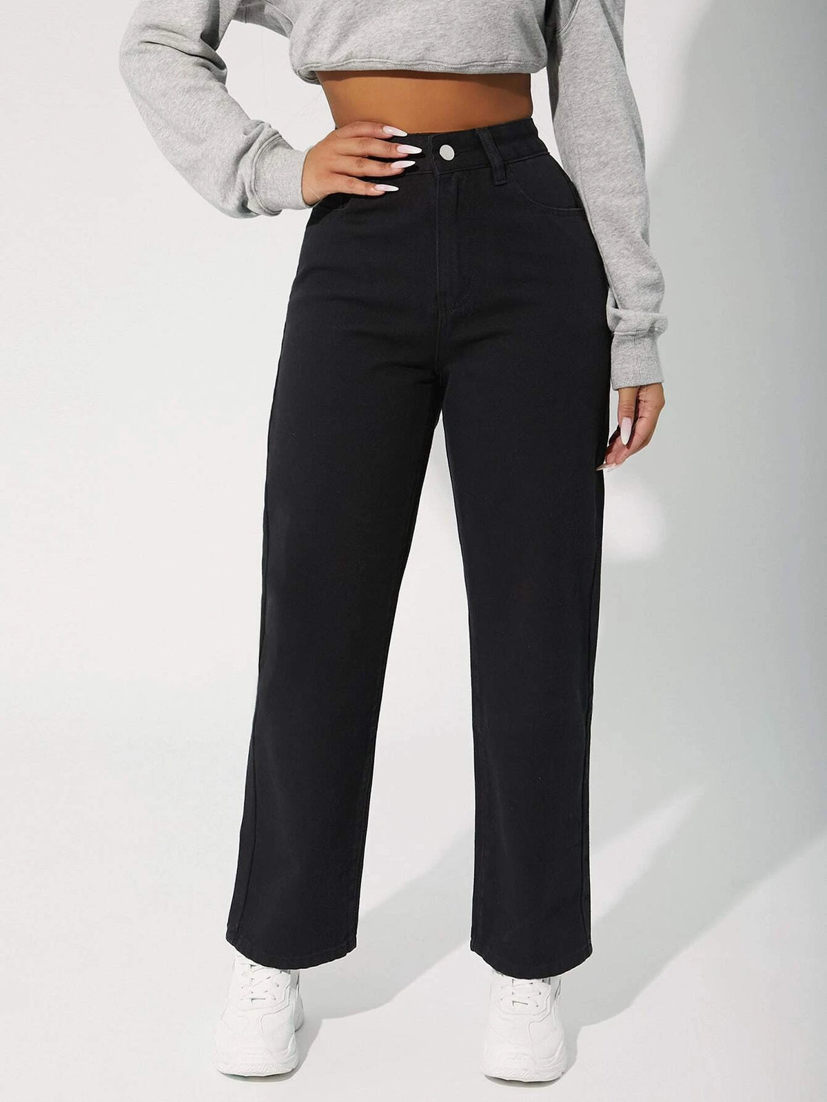 High Waist Straight Leg Jeans