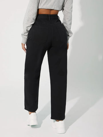 High Waist Straight Leg Jeans