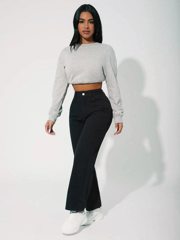 High Waist Straight Leg Jeans