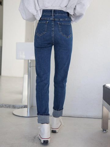 DAZY High Waist Solid Skinny Jeans