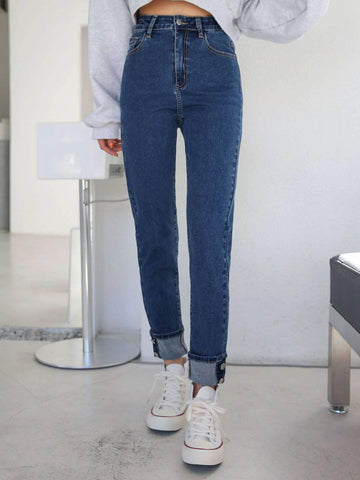 DAZY High Waist Solid Skinny Jeans