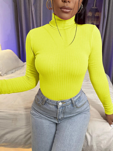 SXY High Neck Rib-knit Tee