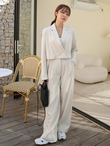 DAZY Solid Button Front Blazer & Pants