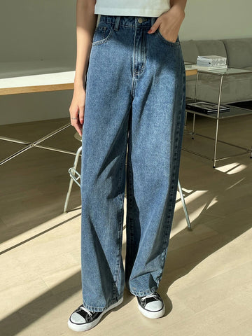 DAZY High Waist Washed Wide Leg Jeans