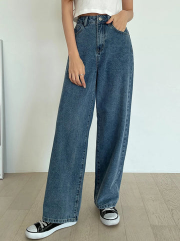 DAZY High Waist Washed Wide Leg Jeans