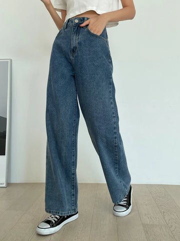 DAZY High Waist Washed Wide Leg Jeans