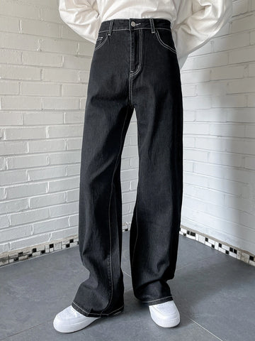DAZY High Waist Topstitching Wide Leg Jeans