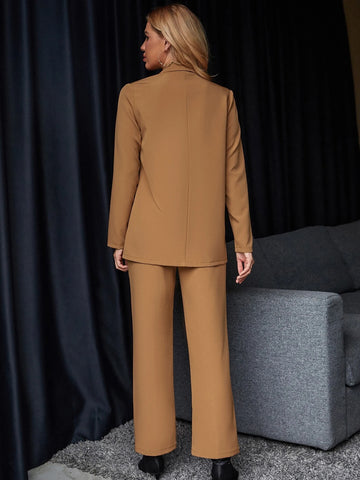 Single Breasted Blazer & Seam Detail Tailored Pants