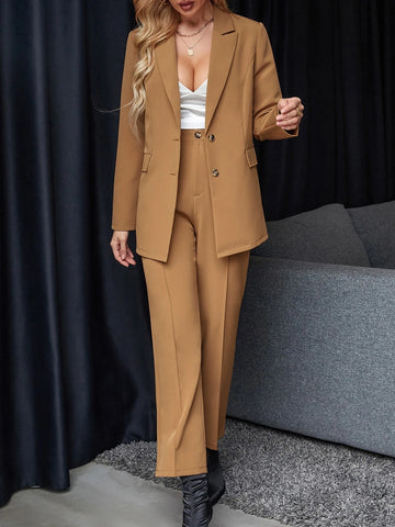 Single Breasted Blazer & Seam Detail Tailored Pants