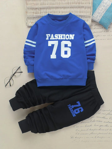 Toddler Boys Letter Graphic Sweatshirt With Sweatpants