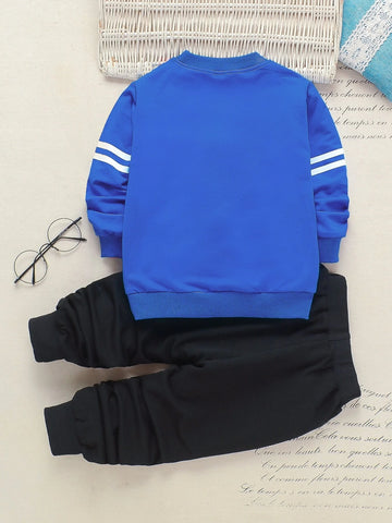 Toddler Boys Letter Graphic Sweatshirt With Sweatpants