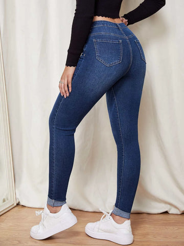 Zipper Fly Skinny Jeans