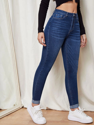 Zipper Fly Skinny Jeans