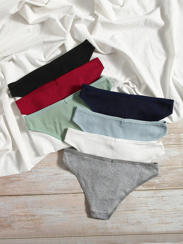 7pack Solid Rib Panty