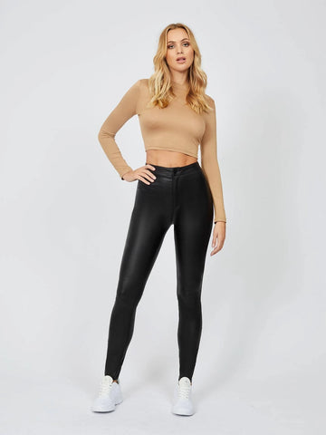 High Waist Patent Leather Look Skinny Jeans