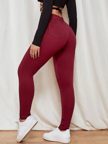 High Waist Raw Hem Skinny Jeans