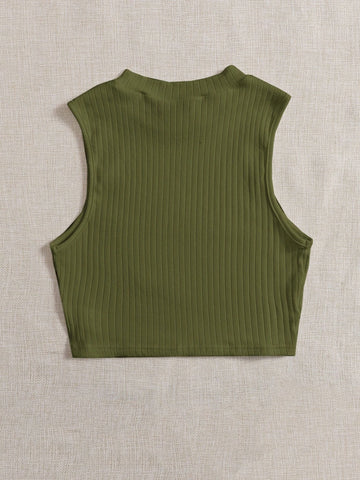 Solid Rib-knit Tank Top